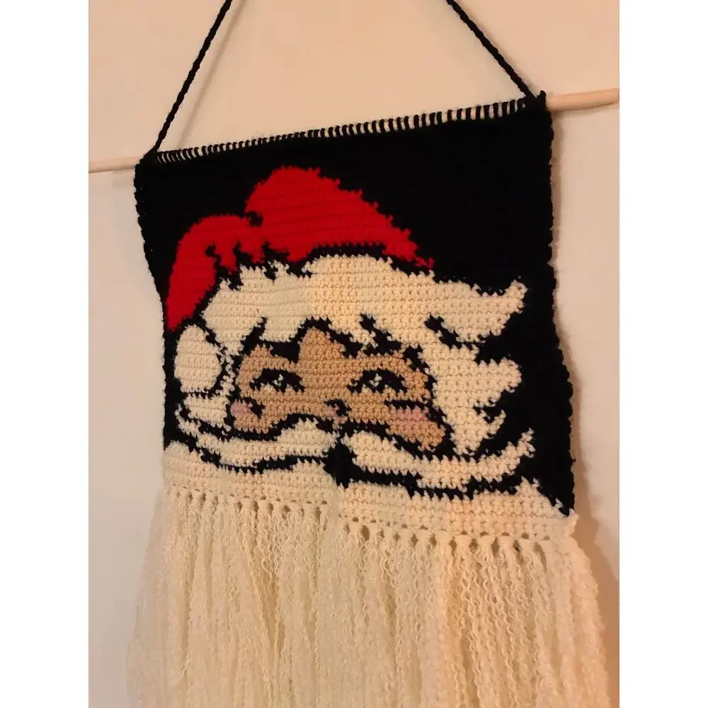 Crochet Santa Tapestry - Cute Christmas Decor